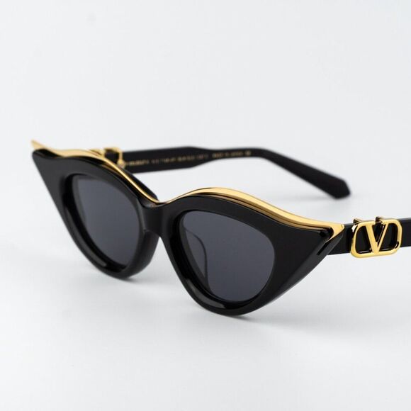 Valentino Women Sunglasses Black Gold Grey Cat Eye V-GOLDCUT - I VLS-114A 49 main image 13